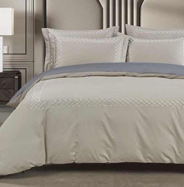 Egyptian Cotton Elle 400 Thread Count Silver/Grey Duvet Cover Set