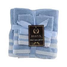 BRISTOL 3PIECE TOWEL SET PLUSH SKY BLUE