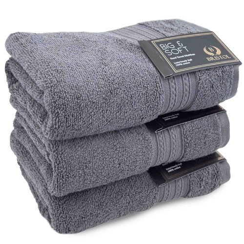 BRISTOL BIG & SOFT DARK GREY HAND TOWEL 600GSM 50X90CM