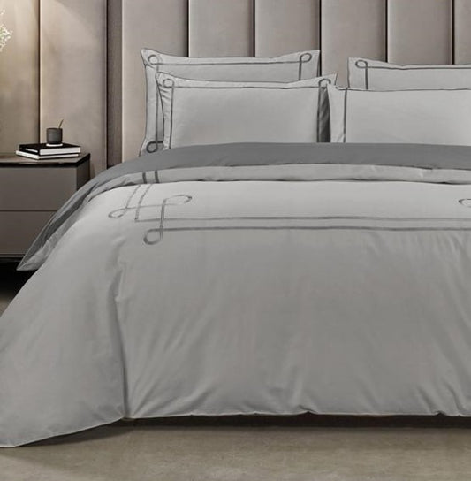 Cheryl Silver/Grey Duvet Cover – 400 Thread Count Egyptian Cotton Bedding
