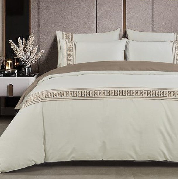 Egyptian Cotton Givenchy 400 Thread Count Cream / Stone Duvet Cover Set