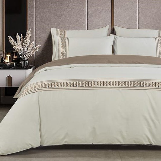 Egyptian Cotton Givenchy 400 Thread Count Cream / Stone Duvet Cover Set
