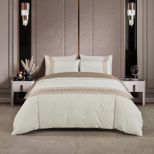 Egyptian Cotton Givenchy 400 Thread Count Cream / Stone Duvet Cover Set