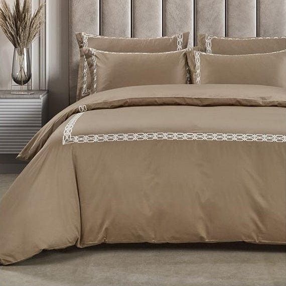 Egyptian Cotton Kathy 400 Thread Count Stone Duvet Cover Set
