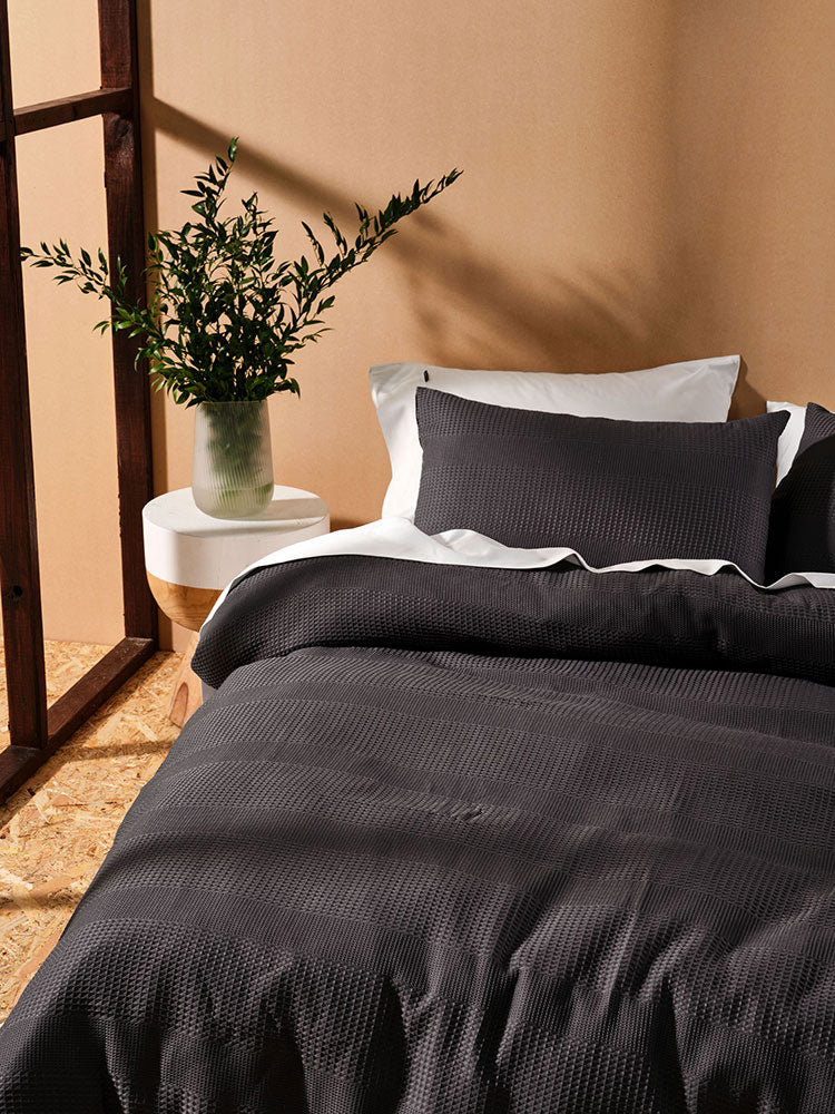 LINEN HOUSE DUVET COVER SET DERRY WAFFLE DOUBLE