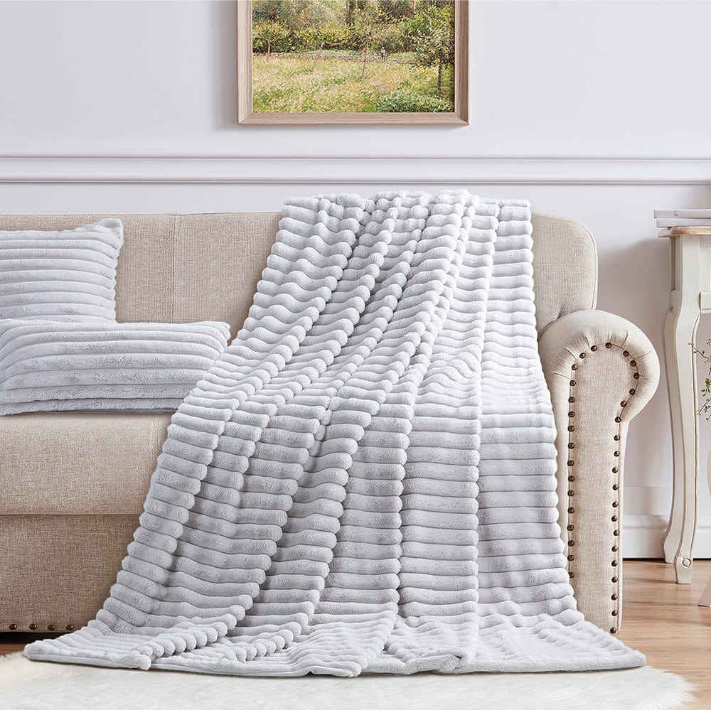 Cotton Co Milan Silver Faux Fur Throw